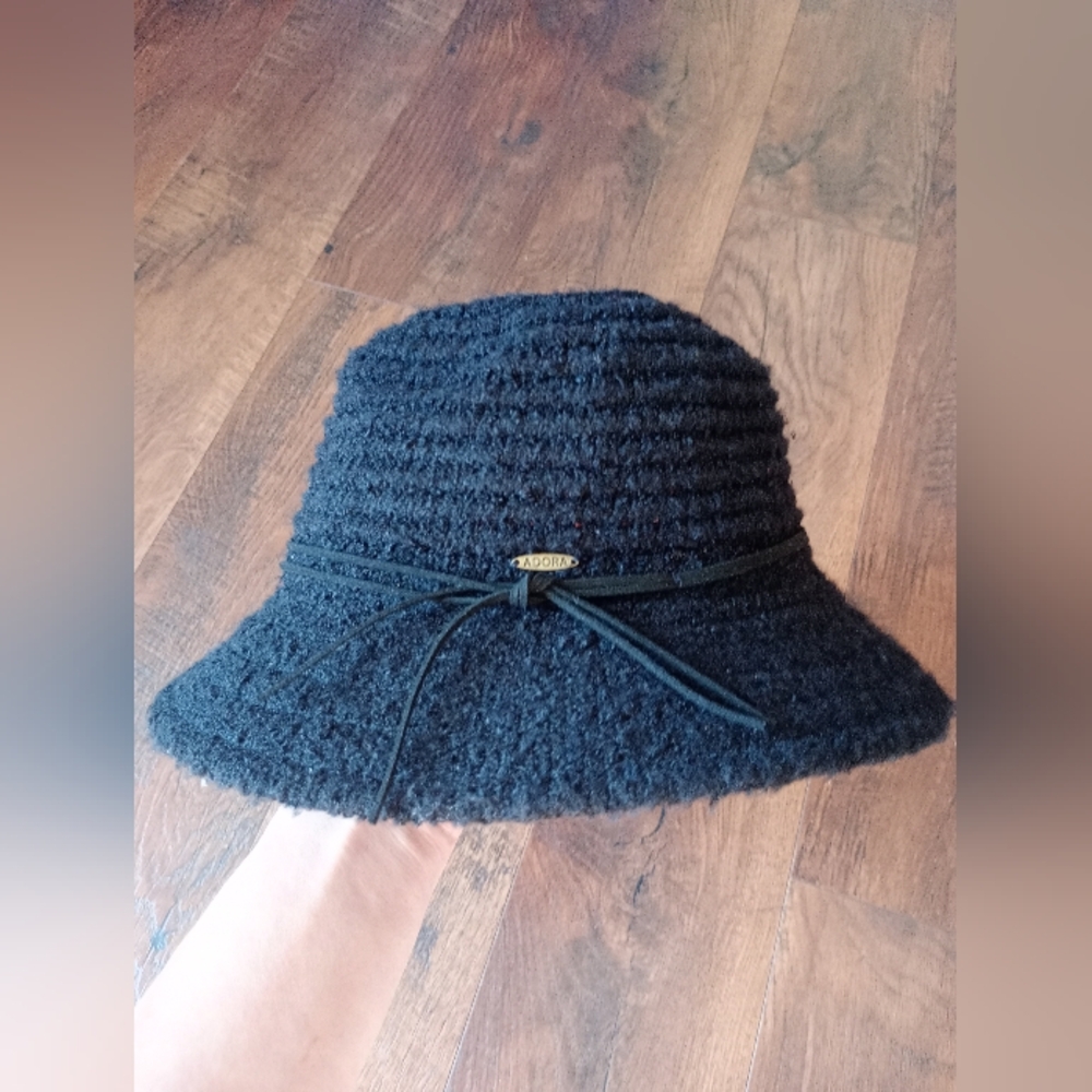 ADORA Black Textured Bucket Hat